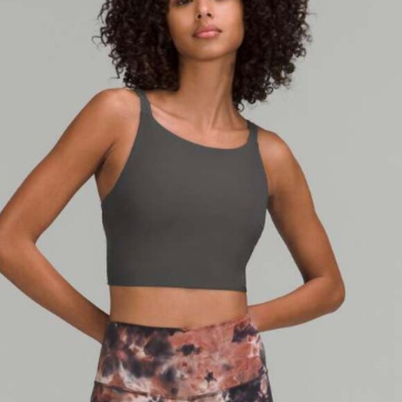 Lululemon Ribbed Back-Twist Yoga Bra Graphite Grey crop top 6 - Picture 1 of 7